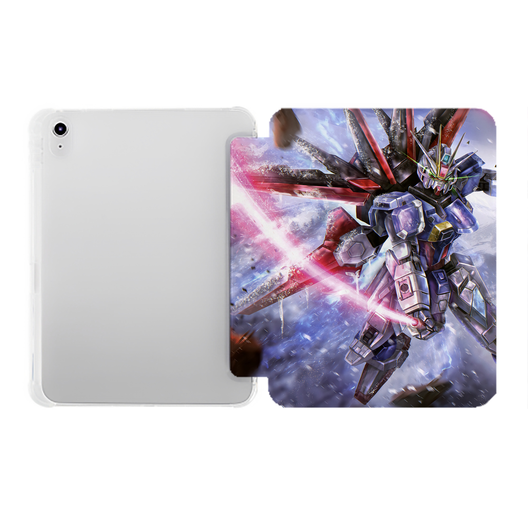（画像用） 機動戦士ガンダム Mobile Suit Gundam IPad ケース ペン収納付き 三つ折りスタンド PUレザー×シリコン 対応機種9.5/10.5/10.9インチ